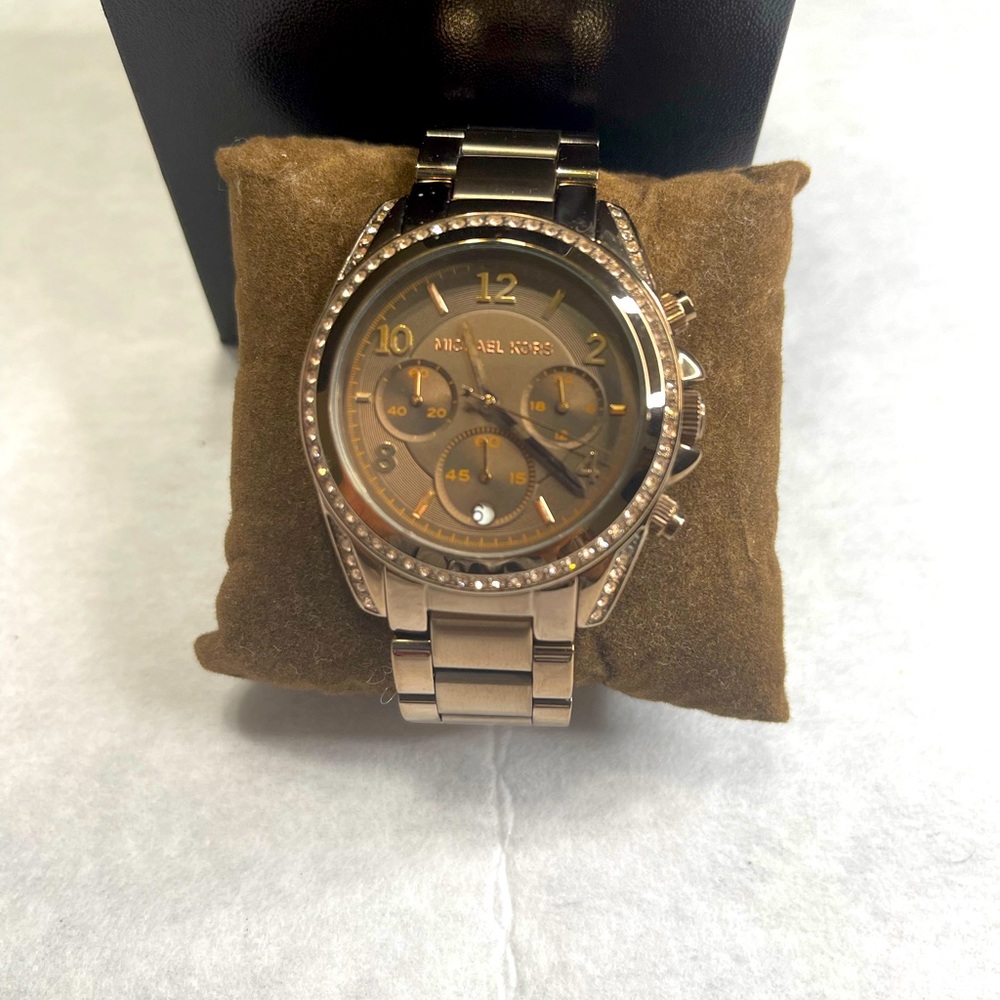 Michael Kors Chocolate Brown Glitz MK5493 Pristine Condition